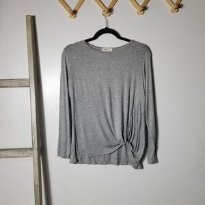 NWOT GINGER G WOMEN'S GRAY LONG SLEEVE BLOUSE SIZE SMALL